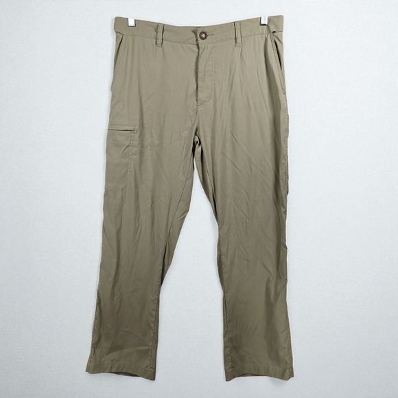 LB Tech Pants Men Classic Fit 34x30 Khaki Casual Lightweight Cargo Comfort Waist - Picture 1 of 11